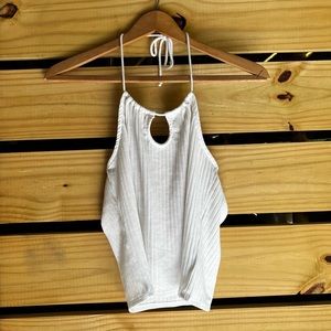 White Cropped Halter Top